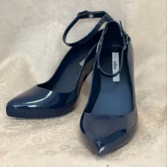 メリッサ ラバーシューズ アンクルストラップヒールパンプス 36 ネイビー