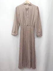 ◇ ⊂ JUNOAH ジュノア スタンドカラー ロング ロング ワンピース サイズM ベージュ系 レディース E  【1506190015323】