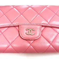 【超希少】　シャネル　キャビアスキン　マトラッセ　ミディアムウォレット　ピンク　AYA