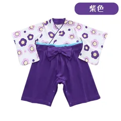 紫色 ベビー服 和装 袴 ロンパース 記念撮影 フォーマル 着物 子供服 女の子 七五三 雛祭り ひな祭り お食い初め お宮参り 70cm 80cm 90cm 100cm