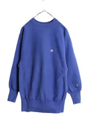 【お得なクーポン配布中!】 90s USA製 チャンピオン リバースウィーブ スウェット メンズ M 古着 90年代 オールド Champion ワンポイント トレーナー 裏起毛 目付き 青
