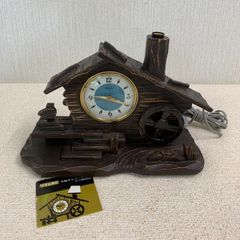 【フォロー割対象商品】未使用！昭和レトロ　風車小屋　リズム時計　木彫オルゴール時計　デッドストック