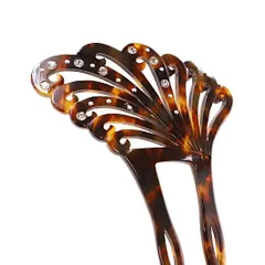 かんざし バチ型 髪飾り 成人式 振袖 前撮り 袴 留袖 訪問着 色無地 べっ甲風 ラインストーン シンプル おしゃれ かわいい フ No.9-4225