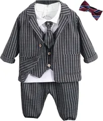 しあわせ倉庫 初めての紳士トータルコーデ ベビー フォーマル スーツ 6点セット 男の子 赤ちゃん ボーイズ タキシード 入園式 卒園式 七五三 誕生日 結婚式(グレー,  80)