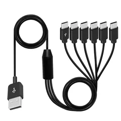 Poyiccot USB Type C ケーブル、 USB C 分岐 6 In 1 USB Type C ケーブル 、3A 急速充電 USB A to USB C スプリッター ケーブル、（6台の 機器 を単独に充電）USB Type C Y字ケーブル、超 0