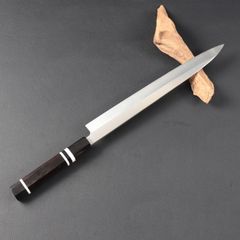 11325左利き用 切付包丁 尺一 刃は究極の切れ味 黒檀黒水牛角白三本巻
