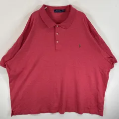 古着 ポロ・ラルフローレン POLO RALPH LAUREN 半袖 ポロシャツ ワンポイント ロゴ 刺繍 大きいサイズ ボックスシルエット 4XB  ピンク 無地 メンズ