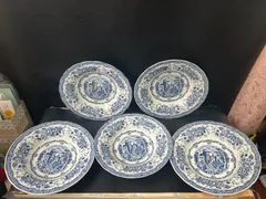 【陶器在庫入れ替えセール￥3.800→￥3.000】NIKKO ニッコー 青と白の花柄と白のデザイン 大皿5枚セット