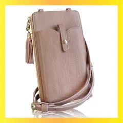 dusty pink（ダスティーピンク） [Liscia] スマホショルダー スマホポーチ レディース 【取り外し可能なタッセル付き・くすみカラー】 本革 スマホポシェット お財布ショルダー ショルダーバッグ ポーチ 携帯 斜め掛け (dusty pink（ダ