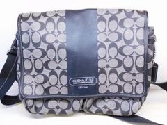 COACH コーチ  F70432 ■ シグネチャー ショルダーバッグ メッセンジャーバッグ PVC レザー ブラック メンズ レディース□7F