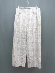 ◇ green label relaxing チェック柄 フロントファスナー タック ワイドパンツ サイズ38 ブラウン レディース E 【1306260048349】