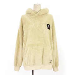 カンゴール KANGOL ボア パーカー スウェット 長袖 フリース ビッグロゴ プルオーバー KPLC-00071 ベージュ Mのサムネイル
