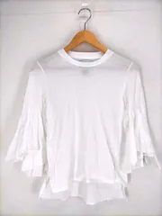 ファセッタズム FACETASM white cotton ruffle sleeve high low top レディース  2のサムネイル