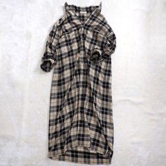 【GAlERIE VIE ギャルリーヴィー】シャツワンピース 36  ワンサイズ ベージュ×黒　チェック柄　シルク100%
