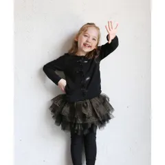 ☆ ブラックゴールド ☆ 130cm ☆ ゆめチュチュスカッツ スカート キッズ 女の子 スカートパンツ 64042302 スカッツ レギンス付きスカート チュチュスカート チュールスカート キラキラ ふんわり パーティー イベント かわいい オシャレ