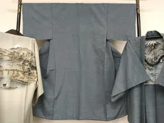 平和屋着物●男性　紬　アンサンブル・長襦袢セット（袷）　紅掛空色　正絹　逸品　AAAU0268np