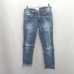 ◇ Θ Ungrid アングリッド 裾部分ダメージ加工 ストレートジーンズ サイズ24 インディゴブルー レディース E  【1502180049484】