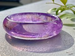 希少アメジスト　バングル ブレスレット 腕輪　天然石　原石　パワーストーン