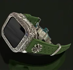 AppleWatchカスタム　フッ素ラバー　バンド　彫刻カバー　ケース　アップルウォッチ用　ベルト　44 45 46 49 SE 　Ultra 107