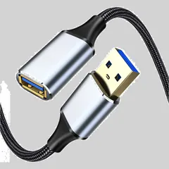 USB 3.0 延長ケーブル 1.5M 金メッキコネクタ 5Gbps高速データ転送 USBケーブル Aオス-Aメス 延長コード ナイロン編み グレー