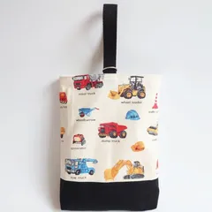 ハンドメイド リバーシブル 働く車 星 シューズケース 上履き入れ 上履きバッグ シューズバッグ 上靴入れ 上靴バッグ 上履きバック 上靴ケース シューズバック シューズ入れ 入園 入学 スター 男の子 はたらくくるま ブルドーザー トラック