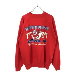 ヘインズ 90s USA製 プリント 長袖 トレーナー L レッド Hanes オールド ヴィンテージ スウェット メンズ