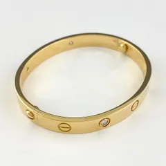 【在庫一掃】 カルティエ CARTIER ラブブレス YG イエローゴールド 腕輪 バングル SM ハーフダイヤモンド ブレスレット 750 ダイヤモンド レディース 【中古】のサムネイル
