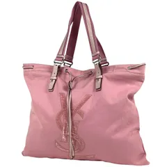 イヴ・サンローラン YVES SAINT LAURENT カハラ トートバッグ YSL ロゴ リヴゴーシュ トートバッグ キャンバス ピンク 121627 レディース 【中古】