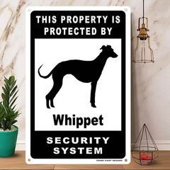 雑貨【Whippet/ウィペット】 Dog ドッグ 犬 メタルポスタ― Security セキュリティー 警告 ヤードサイン メタルプレート ブリキ看板 -212のサムネイル