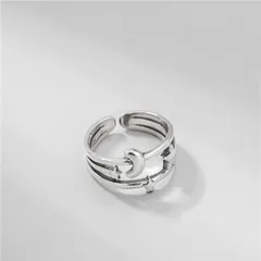 指輪S925 星月  ワイド リング 金属アレルギー対応 幅広 オープンリング