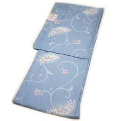 着物 洗える仕立て上がり小紋（袷：ブルー系：菊柄：L寸）日本製生地