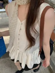 新品 URBANE フリル ノースリーブ ブラウス