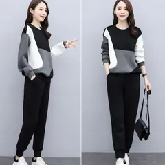 上下セット レディース セットアップ トレーナー 長袖 クルーネック Tシャツ ジョガーパンツ ロングパンツ 部屋着 普段着 運動着 ルームウェア カジュアル 可愛い おしゃれ ファッション 秋 冬 haohout48haohout48