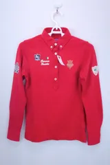 【美品】BEAMS GOLF(ビームスゴルフ) 長袖ポロシャツ 赤 レディース S ゴルフウェア 2211-0233 中古