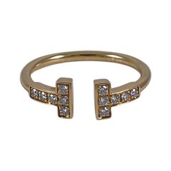 【TIFFANY&Co.】ティファニー Tワイヤー リング・指輪 K18イエローゴールド レディース 750 ダイヤモンド 9号