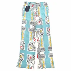 未使用 19aw ルイヴィトン LOUIS VUITTON プリンテッド シルク パジャマ パンツ イージー ロゴ ランウェイ着用アイテム 38 水色 ブルー白 マルチ メンズ ▽11のサムネイル