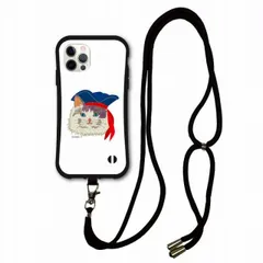 [iPhone14 Pro] iPhone15 Pro i-coronケース スマホショルダー付 アニマル柄 動物 アイフォン 13 Pro 14 Pro Max 12 11 se2 se3 スマホケース ショルダーストラップ 肩掛け ホワイトグレー 猫 ネコ