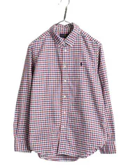 【お得なクーポン配布中!】 ラルフローレン ギンガム チェック オックスフォード 長袖 ボタンダウン シャツ ボーイズ L メンズ XS 程/ ポロ 長袖シャツ BD ワイシャツ