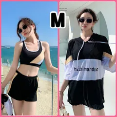 韓国 レディース 水着 M 黒 ブラック ラッシュガード 体型カバー キッズ