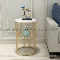 サイドテーブル シンプル ラグジュアリー 2段 円形 直径55cm 収納 付き おしゃれ かわいい インテリア 北欧 ラウンド モダン コーヒーテーブル リビング 寝室 カフェ 飲食店