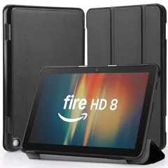 【新着商品】8インチ カバー 対応 スタンド機能付き 対応 Plus オートスリープ機能 8/8 HD 全面保護ケース HD 耐衝撃 Fire Fire 擦り傷防止 タブレットケース 第12/10世代用) - (2024/2020/2022年発売 ケース ブラ