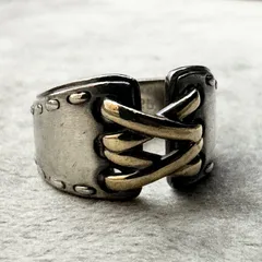 HERMES エルメス メキシコ リング コンビ　シルバー　ゴールド　約10号 レディース ヴィンテージ SV 925 アクセサリー 指輪