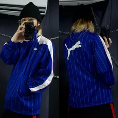 90s~00s PUMA Hit Union Pencil Stripes Rayon mix Track Jacket 90年代 2000年代 プーマ ヒットユニオン ペンシルストライプ レーヨン トラックジャケット ジャージ