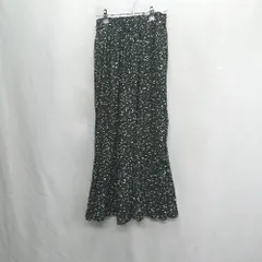 ◇ ⊂ GLOBAL WORK グローバルワーク 総柄 ロング フレア スカート サイズ M ブラック系 レディース E  【1409240021308】