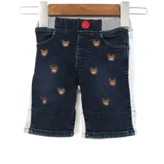 ミキハウス ショートパンツ ボトムス デニム アニマル柄 ベビー 男の子用 80サイズ 紺×グレー MIKIHOUSE 【中古】