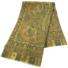 ETRO エトロ ウールシルクペイズリーストール  グリーン系