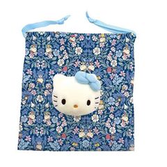 サンリオ　SANRIO　リバティ・ファブリックス×ハローキティ　ボアフェイス巾着　ブルー　2024年4月発売　190444-24