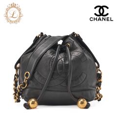 CHANEL シャネル ショルダーバッグ 　巾着型 　ココマーク　ラムスキン　黒　 ゴールド金具　レディースバッグ　ブランド【中古】【送料無料】
