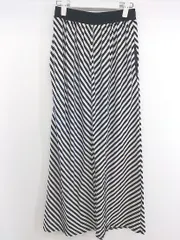 ◇ AZUL BY MOUSSY アズールバイマウジー ストライプ ロング フレア スカート サイズM ブラック ホワイト レディース P  【1212070000920】