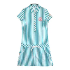 サイズ：M FILA GOLF フィラゴルフ  半袖ワンピース ストライプ柄 ブルー系 [240101360400] ゴルフウェア レディース ストスト